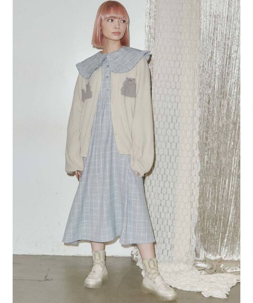 merry jenny（メリージェニー）の「フリルチェック2wayワンピース（ワンピース・レディース・ベージュ/ピンク/ブルー・FREE）」の8枚目の写真