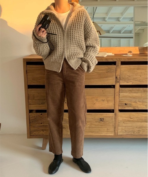 MANGROVE（マングローブ）の「ワッフル編みジップアップニットブルゾン（ニット/セーター・レディース・グレー/キャメル/グレイッシュベージュ・FREE）」の19枚目の写真