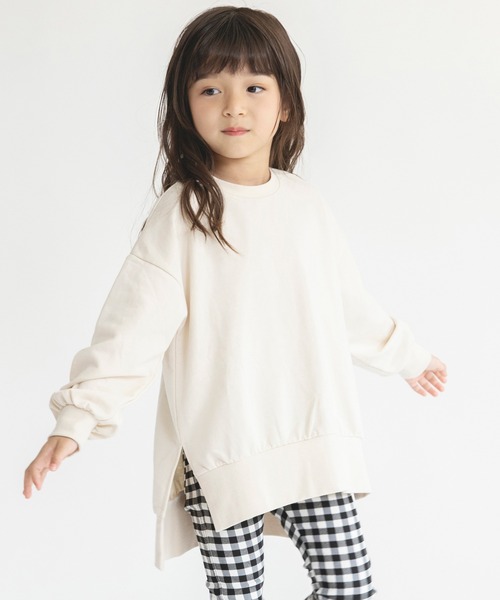 BRANSHES(ブランシェス)の「【WEB限定】スリット入りチュニック(スウェット・キッズ・ブラック/アイボリー/ラベンダー・110/150/130/120/140/100)」の1枚目の写真