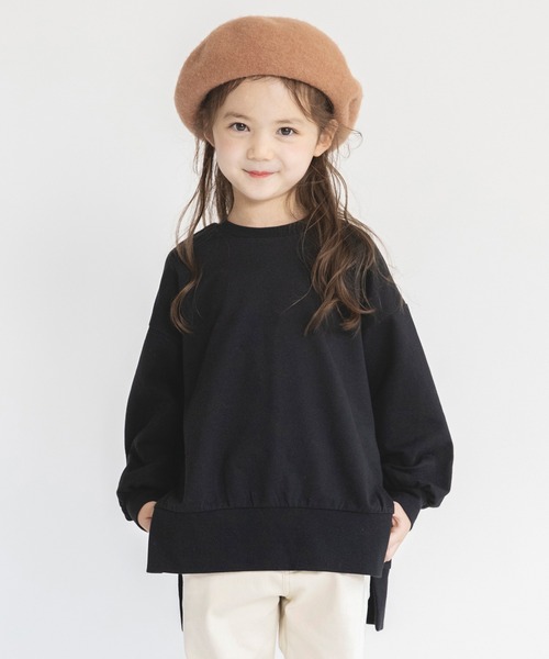 BRANSHES(ブランシェス)の「【WEB限定】スリット入りチュニック(スウェット・キッズ・ブラック/アイボリー/ラベンダー・110/150/130/120/140/100)」の2枚目の写真