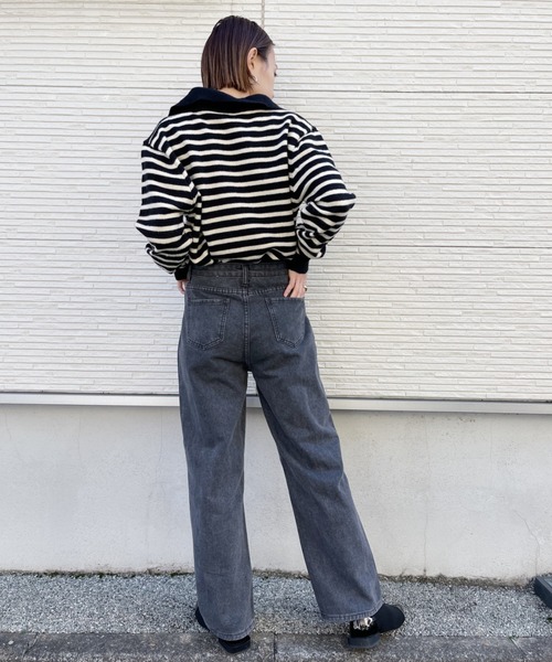 CLEA(クレア)の「ハイウエストストレートワイドデニム(デニムパンツ・レディース・ライトブルー/ブラック/ブルー・S/M)」の10枚目の写真