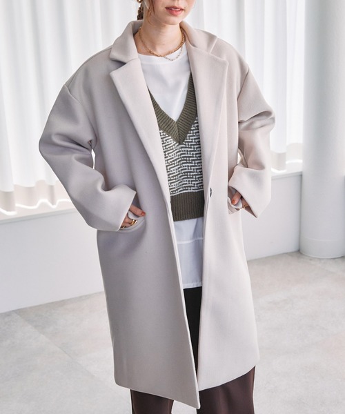 toucher du brise（トゥシェドブリーズ）の「メルトン チェスターコート（その他アウター・レディース・ブラック/ブラウン/オフホワイト・M）」の2枚目の写真