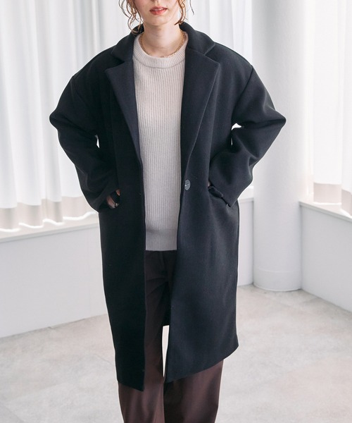 toucher du brise（トゥシェドブリーズ）の「メルトン チェスターコート（その他アウター・レディース・ブラック/ブラウン/オフホワイト・M）」の3枚目の写真