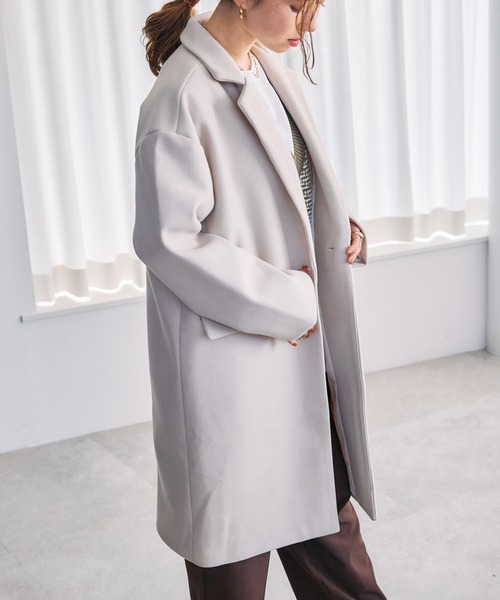 toucher du brise（トゥシェドブリーズ）の「メルトン チェスターコート（その他アウター・レディース・ブラック/ブラウン/オフホワイト・M）」の4枚目の写真