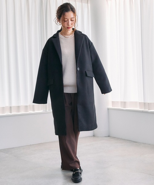 toucher du brise（トゥシェドブリーズ）の「メルトン チェスターコート（その他アウター・レディース・ブラック/ブラウン/オフホワイト・M）」の6枚目の写真