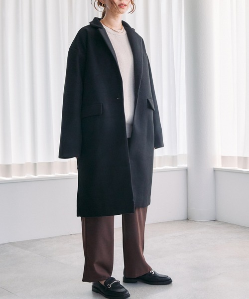 toucher du brise（トゥシェドブリーズ）の「メルトン チェスターコート（その他アウター・レディース・ブラック/ブラウン/オフホワイト・M）」の10枚目の写真