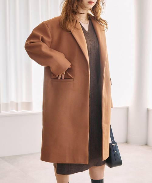 toucher du brise（トゥシェドブリーズ）の「メルトン チェスターコート（その他アウター・レディース・ブラック/ブラウン/オフホワイト・M）」の9枚目の写真