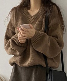 オーバーサイズVネックニット