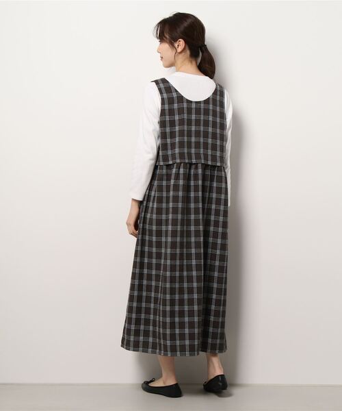 Samansa Mos2（サマンサ モスモス）の「前後着ノースリーブワンピース（ワンピース・レディース・ブラック/ベージュ/ブルー/チャコール・ﾌﾘ-）」の6枚目の写真