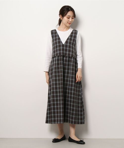 Samansa Mos2（サマンサ モスモス）の「前後着ノースリーブワンピース（ワンピース・レディース・ブラック/ベージュ/ブルー/チャコール・ﾌﾘ-）」の7枚目の写真