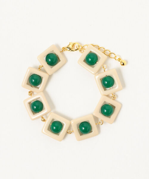 Ray BEAMS(レイビームス)の「Ray BEAMS / バイカラー スクエア ビーズ ブレスレット(ブレスレット・レディース・ブラック/グリーン・ONE SIZE)」の8枚目の写真