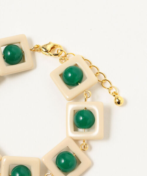 Ray BEAMS(レイビームス)の「Ray BEAMS / バイカラー スクエア ビーズ ブレスレット(ブレスレット・レディース・ブラック/グリーン・ONE SIZE)」の10枚目の写真