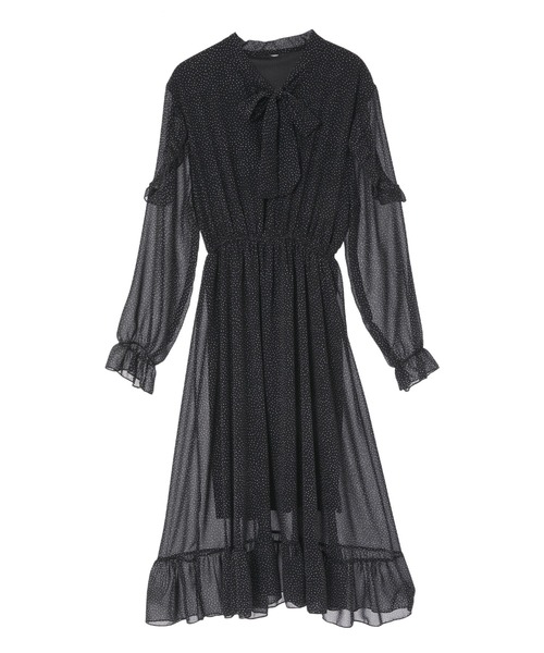 fifth(フィフス)の「ボウタイ袖フリルワンピース(ワンピース・レディース・ホワイト/ブラック・M)」の4枚目の写真
