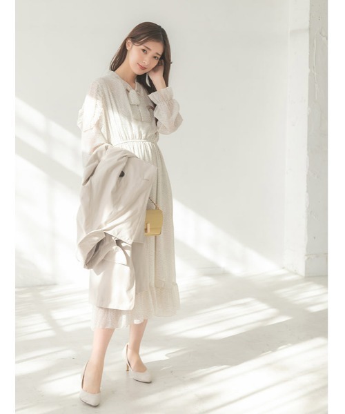 fifth(フィフス)の「ボウタイ袖フリルワンピース(ワンピース・レディース・ホワイト/ブラック・M)」の16枚目の写真