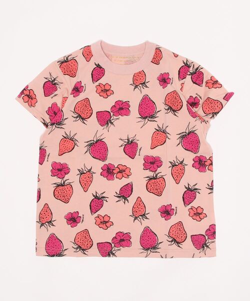 Wonder apartment(ワンダーアパートメント)の「天竺いちごプリントTシャツ(Tシャツ/カットソー・キッズ・ピンク・140cm/150cm)」の1枚目の写真