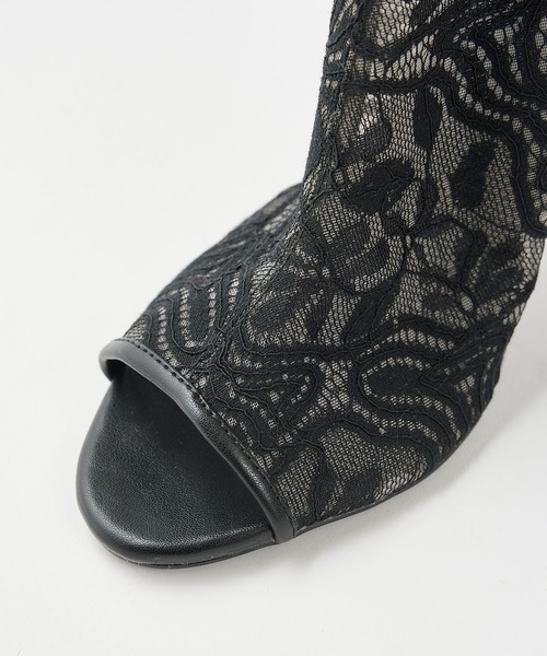 ROYAL PARTY（ロイヤルパーティー）の「レースオープントゥブーツサンダル（サンダル・レディース・ベージュ/ブラック・SMALL/LARGE/MEDIUM）」の4枚目の写真