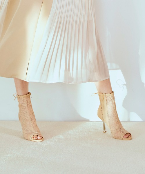 ROYAL PARTY（ロイヤルパーティー）の「レースオープントゥブーツサンダル（サンダル・レディース・ベージュ/ブラック・SMALL/LARGE/MEDIUM）」の6枚目の写真