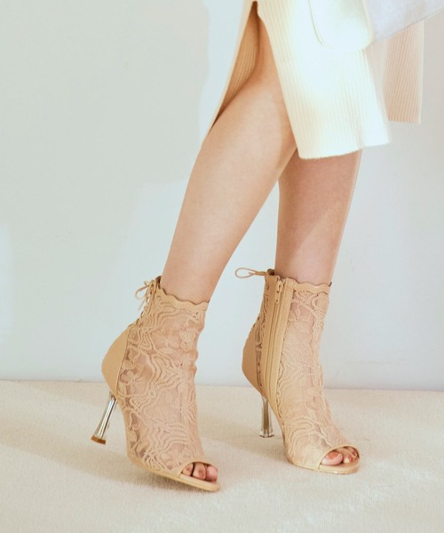 ROYAL PARTY（ロイヤルパーティー）の「レースオープントゥブーツサンダル（サンダル・レディース・ベージュ/ブラック・SMALL/LARGE/MEDIUM）」の13枚目の写真