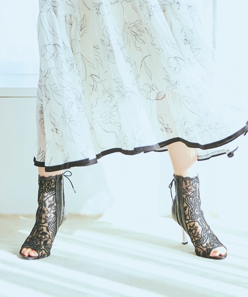 ROYAL PARTY（ロイヤルパーティー）の「レースオープントゥブーツサンダル（サンダル・レディース・ベージュ/ブラック・SMALL/LARGE/MEDIUM）」の11枚目の写真