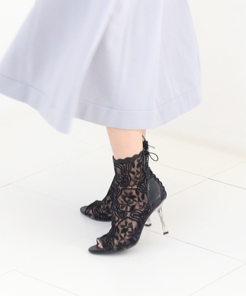 ROYAL PARTY（ロイヤルパーティー）の「レースオープントゥブーツサンダル（サンダル・レディース・ベージュ/ブラック・SMALL/LARGE/MEDIUM）」の5枚目の写真