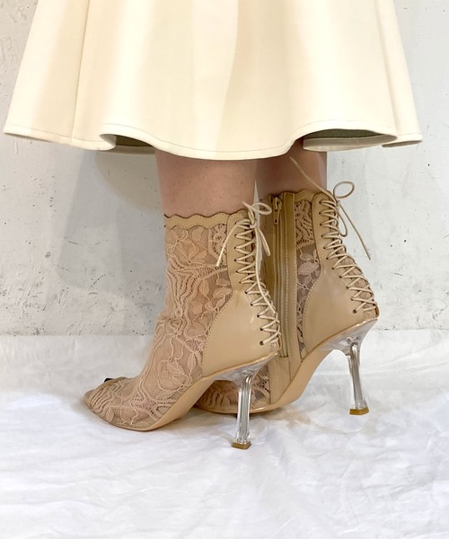 ROYAL PARTY（ロイヤルパーティー）の「レースオープントゥブーツサンダル（サンダル・レディース・ベージュ/ブラック・SMALL/LARGE/MEDIUM）」の16枚目の写真