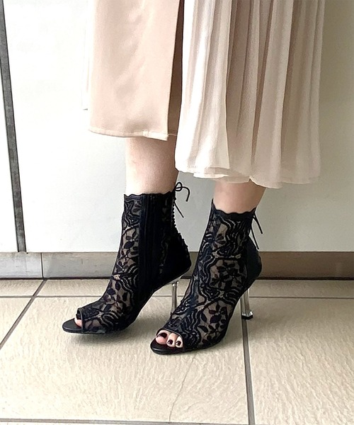 ROYAL PARTY（ロイヤルパーティー）の「レースオープントゥブーツサンダル（サンダル・レディース・ベージュ/ブラック・SMALL/LARGE/MEDIUM）」の18枚目の写真