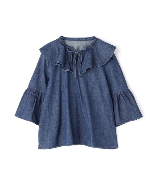 N.（N. Natural Beauty Basic）（エヌエヌナチュラルビューティーベーシック）の「◆フレアカラーデニムブラウス（シャツ/ブラウス・レディース・オフホワイト/インディゴブルー・MEDIUM）」の20枚目の写真