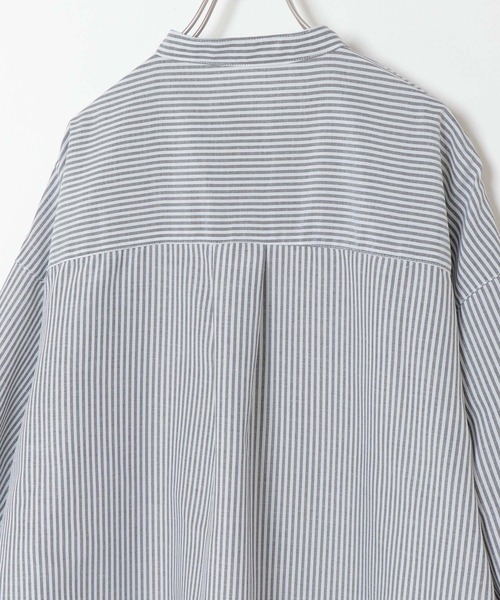 VENCEEXCHANGE（ヴァンスエクスチェンジ）の「ストライプボリューム袖シャツワンピース（シャツワンピース・レディース・ブラック/ベージュ/グリーン/ブルー・FREE）」の10枚目の写真