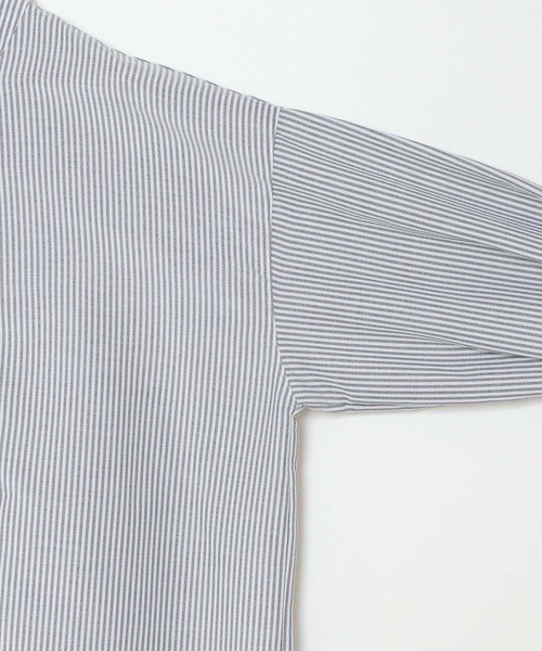 VENCEEXCHANGE（ヴァンスエクスチェンジ）の「ストライプボリューム袖シャツワンピース（シャツワンピース・レディース・ブラック/ベージュ/グリーン/ブルー・FREE）」の13枚目の写真