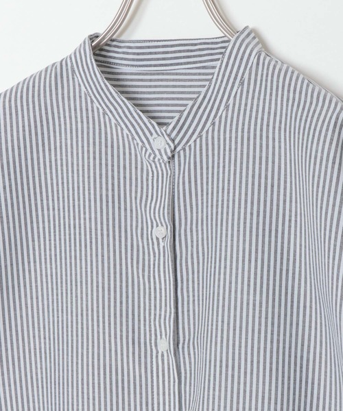 VENCEEXCHANGE（ヴァンスエクスチェンジ）の「ストライプボリューム袖シャツワンピース（シャツワンピース・レディース・ブラック/ベージュ/グリーン/ブルー・FREE）」の14枚目の写真