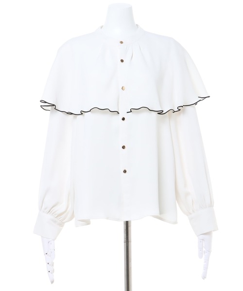 INGNI（イング）の「ケープトロミ／ブラウス（シャツ/ブラウス・レディース・ブラック/オフホワイト/ホワイト×ブラック/グレー系その他/ホワイト系8・M）」の10枚目の写真