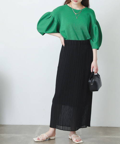 SENSE OF PLACE by URBAN RESEARCH（センスオブプレイスバイアーバンリサーチ）の「アイラインプリーツスカート（スカート・レディース・グリーン/ライトベージュ/ブラック・ONE）」の4枚目の写真