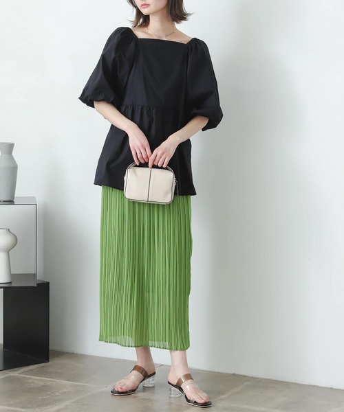SENSE OF PLACE by URBAN RESEARCH（センスオブプレイスバイアーバンリサーチ）の「アイラインプリーツスカート（スカート・レディース・グリーン/ライトベージュ/ブラック・ONE）」の17枚目の写真