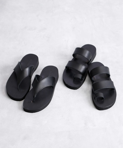 And A（アンドエー）の「PADRONE パドローネ / TONG SANDALS ビブラムソール レザートングサンダル / PU2308-3203（サンダル・メンズ・ブラック・40/42）」の3枚目の写真
