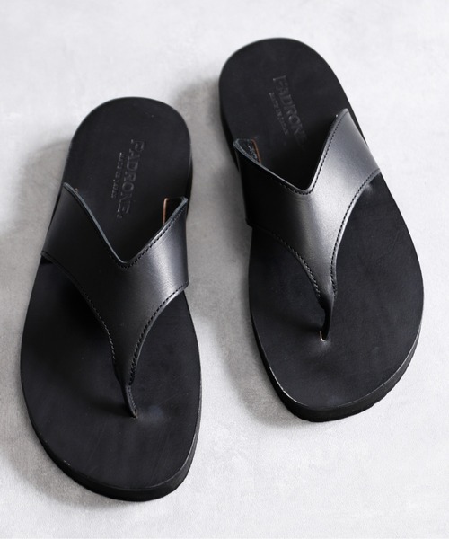 And A（アンドエー）の「PADRONE パドローネ / TONG SANDALS ビブラムソール レザートングサンダル / PU2308-3203（サンダル・メンズ・ブラック・40/42）」の4枚目の写真