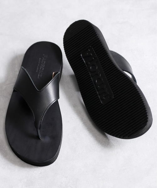 And A（アンドエー）の「PADRONE パドローネ / TONG SANDALS ビブラムソール レザートングサンダル / PU2308-3203（サンダル・メンズ・ブラック・40/42）」の5枚目の写真