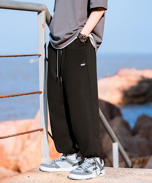 HOOK(フック)の「HOOK- アメカジワッフル生地無地裾絞りパンツ(スウェットパンツ・メンズ・ホワイト/ブラック/グレー・M/L/XXL/XL)」の3枚目の写真