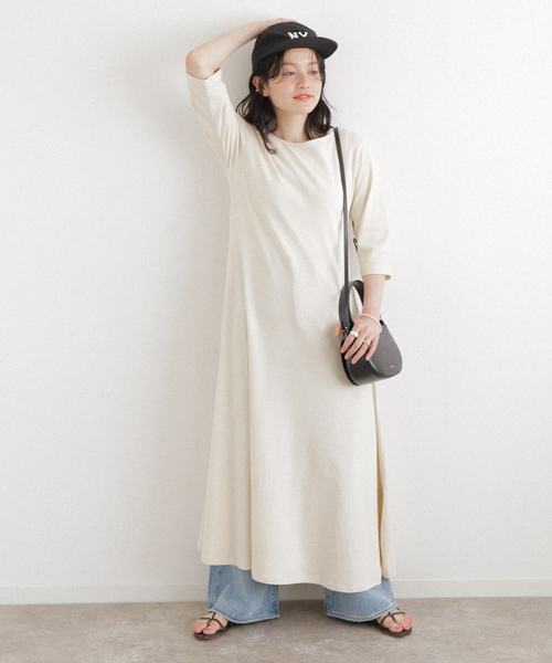 Simplicite（サンプリシテ）の「バックシャンフィット＆フレアワンピース（ワンピース・レディース・ブラウン/ナチュラル・FREE）」の2枚目の写真