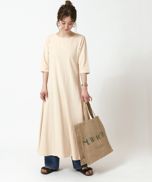 Simplicite（サンプリシテ）の「バックシャンフィット＆フレアワンピース（ワンピース・レディース・ブラウン/ナチュラル・FREE）」の15枚目の写真