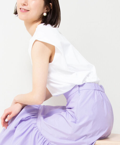 NOLLEY’S（ノーリーズ）の「液アン加工ノースリーブプルオーバーカットソー（Tシャツ/カットソー・レディース・オフホワイト/ライトグリーン/ロイヤルブルー/ブラック/ラベンダー/チャコールグレー/カーキ/ベージュ/ピンク・36/38）」の10枚目の写真