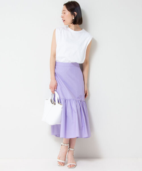 NOLLEY’S（ノーリーズ）の「液アン加工ノースリーブプルオーバーカットソー（Tシャツ/カットソー・レディース・オフホワイト/ライトグリーン/ロイヤルブルー/ブラック/ラベンダー/チャコールグレー/カーキ/ベージュ/ピンク・36/38）」の11枚目の写真