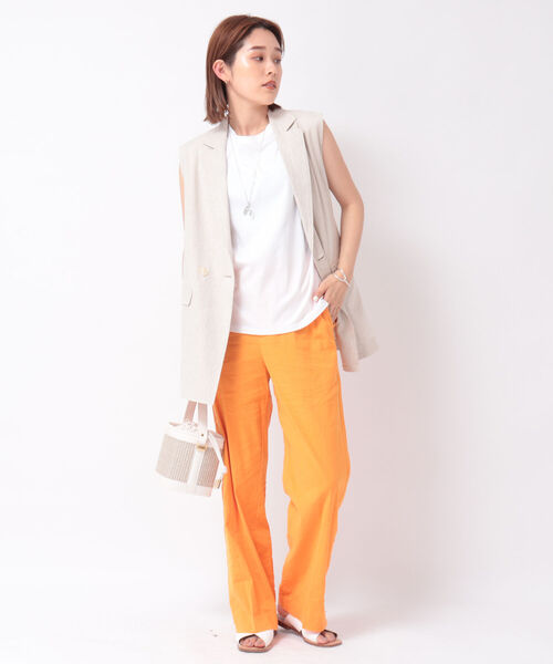 NOLLEY’S（ノーリーズ）の「液アン加工ノースリーブプルオーバーカットソー（Tシャツ/カットソー・レディース・オフホワイト/ライトグリーン/ロイヤルブルー/ブラック/ラベンダー/チャコールグレー/カーキ/ベージュ/ピンク・36/38）」の14枚目の写真