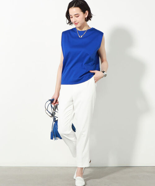 NOLLEY’S（ノーリーズ）の「液アン加工ノースリーブプルオーバーカットソー（Tシャツ/カットソー・レディース・オフホワイト/ライトグリーン/ロイヤルブルー/ブラック/ラベンダー/チャコールグレー/カーキ/ベージュ/ピンク・36/38）」の15枚目の写真