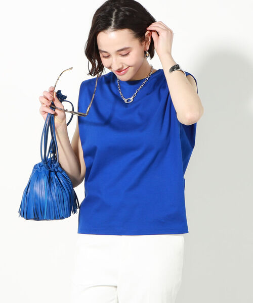 NOLLEY’S（ノーリーズ）の「液アン加工ノースリーブプルオーバーカットソー（Tシャツ/カットソー・レディース・オフホワイト/ライトグリーン/ロイヤルブルー/ブラック/ラベンダー/チャコールグレー/カーキ/ベージュ/ピンク・36/38）」の16枚目の写真