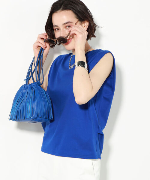 NOLLEY’S（ノーリーズ）の「液アン加工ノースリーブプルオーバーカットソー（Tシャツ/カットソー・レディース・オフホワイト/ライトグリーン/ロイヤルブルー/ブラック/ラベンダー/チャコールグレー/カーキ/ベージュ/ピンク・36/38）」の17枚目の写真