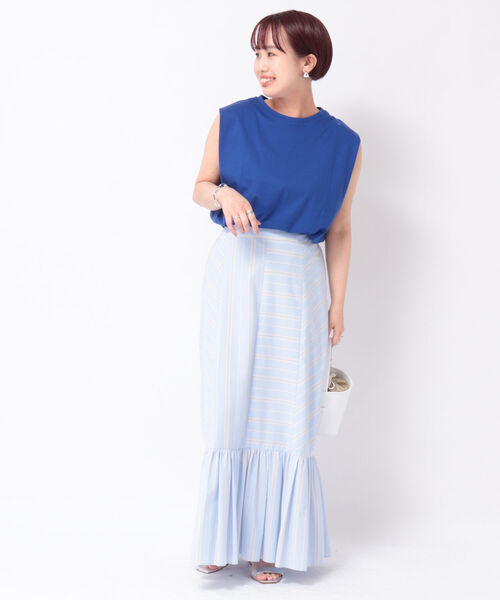 NOLLEY’S（ノーリーズ）の「液アン加工ノースリーブプルオーバーカットソー（Tシャツ/カットソー・レディース・オフホワイト/ライトグリーン/ロイヤルブルー/ブラック/ラベンダー/チャコールグレー/カーキ/ベージュ/ピンク・36/38）」の18枚目の写真