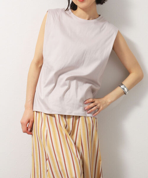 NOLLEY’S（ノーリーズ）の「液アン加工ノースリーブプルオーバーカットソー（Tシャツ/カットソー・レディース・オフホワイト/ライトグリーン/ロイヤルブルー/ブラック/ラベンダー/チャコールグレー/カーキ/ベージュ/ピンク・36/38）」の22枚目の写真