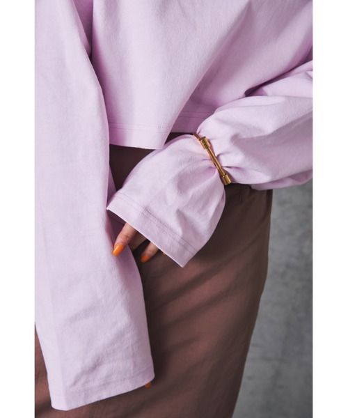 LA PEAU DE GEM(ラポドゥジェム)の「【LA PEAU DE GEM】クロップドワイドスリーブロンTEE(Tシャツ/カットソー・レディース・ホワイト/ピンク/ブルー・FREE)」の19枚目の写真