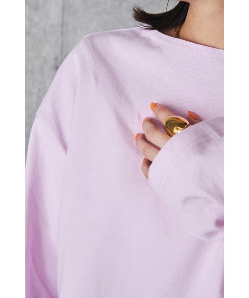 LA PEAU DE GEM(ラポドゥジェム)の「【LA PEAU DE GEM】クロップドワイドスリーブロンTEE(Tシャツ/カットソー・レディース・ホワイト/ピンク/ブルー・FREE)」の18枚目の写真