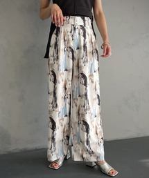【&g’aime】アートプリントワイドパンツ